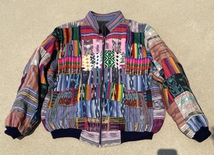Vintage Handmade Guatemalan Jacket Textile Patchwork Bomber - Picture 1 of 10