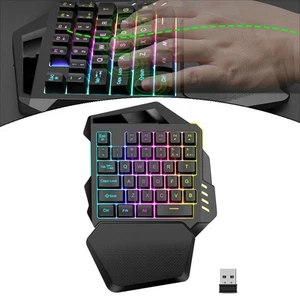 Wiederaufladbare Kabellose Gaming Tastatur Einhand RGB Hintergrundbeleuchtung Er - Bild 1 von 9