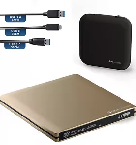 techPulse120 Extern UHD 4k M-DISC USB 3.0/C Gold Laufwerk Blu-ray Brenner Tasche - Bild 1 von 7