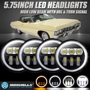 4Pcs 5.75" LED Headlights Hi-Lo DRL Angel Eyes Lamp for Toyota Corona 1970-1978 - Picture 1 of 12