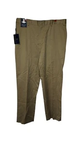 Hart Schaffner Marx Men's Dress Pants Flat Front Straight Fit Khaki 36X32 NWT - Picture 1 of 11