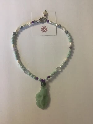 Nuevo collar colgante de jade de pescado hecho a mano multicolor 18 pulgadas” único en su clase  Foto 1 de 4