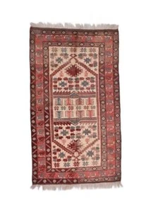 Vintage Distressed Handmade Wool Carpet Kitchen Entryway Kazak 3 x 6 Beige Hand - Picture 1 of 6