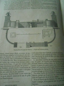 L'Ancien Pont Tournant des Tuileries 1864 Gravure Old Print - Foto 1 di 1
