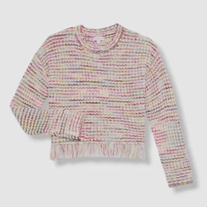 $60 Design History Girl's Pink Fringe Multicolor Sweater Size 6 - Picture 1 of 3