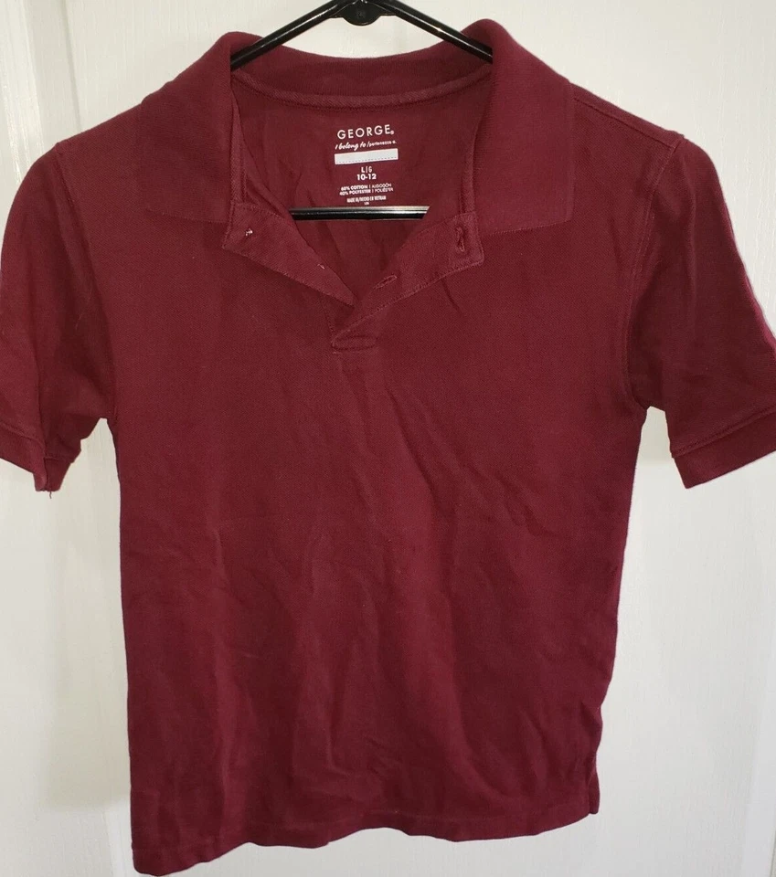Niños Grande 10/12 Borgoña ESCUELA POLO UNIFORME CAMISA TOP CUELLO MANGA CORTA Foto 1 de 1