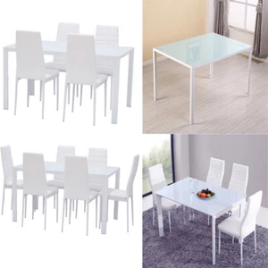 5/7PCS Dining Room Sets, Kitchen Table and Chairs Set Tempered Glass Table Top - Picture 1 of 18