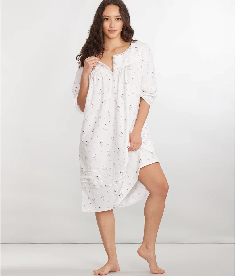 New $74 EILEEN WEST Rosebud SOFT Brushed Cotton Rayon FLANNEL Waltz Nightgown XL - Image 1 of 4