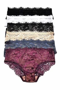 6 sexy Spitzen-Höschen Damen Rücken Träger Bikinis Unterwäsche gemischte Farben S M L XL  - Bild 1 von 4