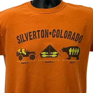 Silverton Colorado Camping T-Shirt Herren M Medium Camper Jeep Zelt Bär Orange - Bild 1 von 8