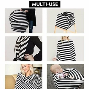Nursing Cover Black & White Stripe Stretchy Carrier Stroller Highchair NEW NIP - Picture 1 of 5