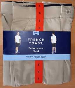 French Toast Youth Boy's Khaki 2-Pack Performance Uniform Shorts Size 6 NEW - Picture 1 of 8