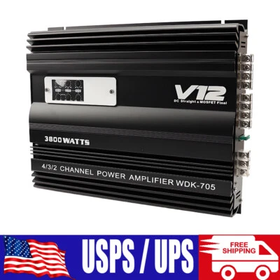 LGJ.2023 3800W 4 Channel Class AB Subwoofer Car Amplifier Stereo Audio Speaker Amp System