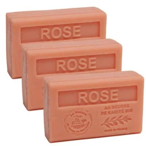 3 x 125g Rose French Soaps - with Shea Butter - Savon de Marseille - Picture 1 of 3