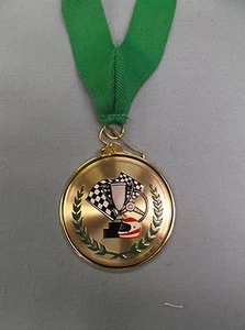 high relief color racing medal green neck drape - Picture 1 of 1