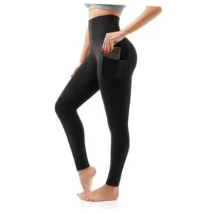 High Waisted Leggings with Pockets Women, Buttery Soft Large-X-Large Black - Picture 1 of 7