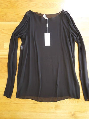 Blusa Top Philosophy di Alberta Ferretti Talla 8 Negra Crepé Transparente Nueva con Etiquetas Foto 1 de 4