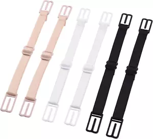 Eboot 6 Piece Bra Strap Clips Elastic Non-Slip Strap Holder, Black, Beige, White - Picture 1 of 12