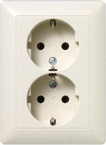 Jung SCHUKO-Doppel-Steckdose AS5020UW 2-fach Duroplast Cremeweiß Serie AS500 NEU - Bild 1 von 2