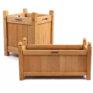 Large Wooden Planter Pots Window Box Garden Patio Plant Flower Herb Solid Wood - Picture 1 of 15