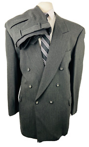 Conte Di Milano Mens 48R Gray Wool Double Breast 2 Piece Suit With Pants 41x30