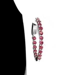 Summer 925 Silver Earrings Round Ruby Natural Gemstone Jewelry - Picture 1 of 10