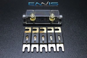 (1) CONFEZIONE 0 2 4 6 8 GAUGE ANL PORTAFUSIBILI CON 5 PK 300 AMP ORO WAFER FUSIBILI FILO - Foto 1 di 4