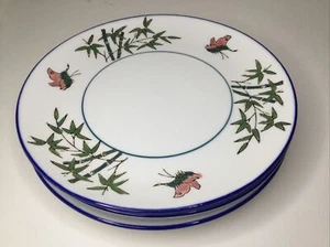 Luncheon Plates Bamboo Butterflies Set of 3 Jiangxi Ceramic Corp Salad - Picture 1 of 7