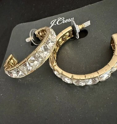 J. Pendientes de aro de cristal Crew dorados/claros  Foto 1 de 4