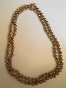 Collar de cuentas vintage ART estampado tono dorado 22"" #1456 - Imagen 1 de 4