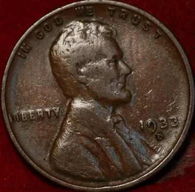 1933-D Denver Mint Copper Lincoln Wheat Cent - Image 1 of 2