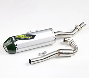 Full System Carbon Green Racing Exhaust Pipe Kit For KAWASAKI KLX140 KLX140L - Picture 1 of 8