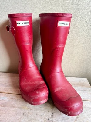 Hunter Women's Original Short Rain Boot Wellies Military Red US 8 EU 39 - Image 1 of 4