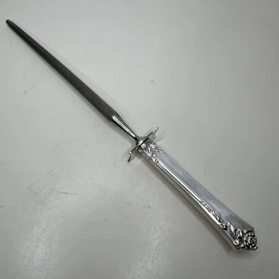 "Afilador de cuchillos de plata esterlina Damask Rose de Oneida varilla de afilar 11""" Foto 1 de 4