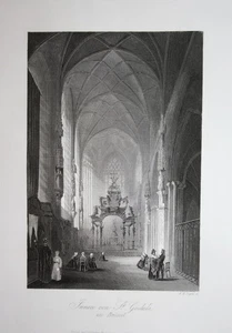 1850 St. Gudula Brüssel Belgien Bruxelles Belgique Kirche Stahlstich gravure - Bild 1 von 1
