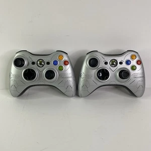 Lot of 2 Microsoft XBOX 360 Controllers - Halo Reach Edition Grey Tested Working - Picture 1 of 18