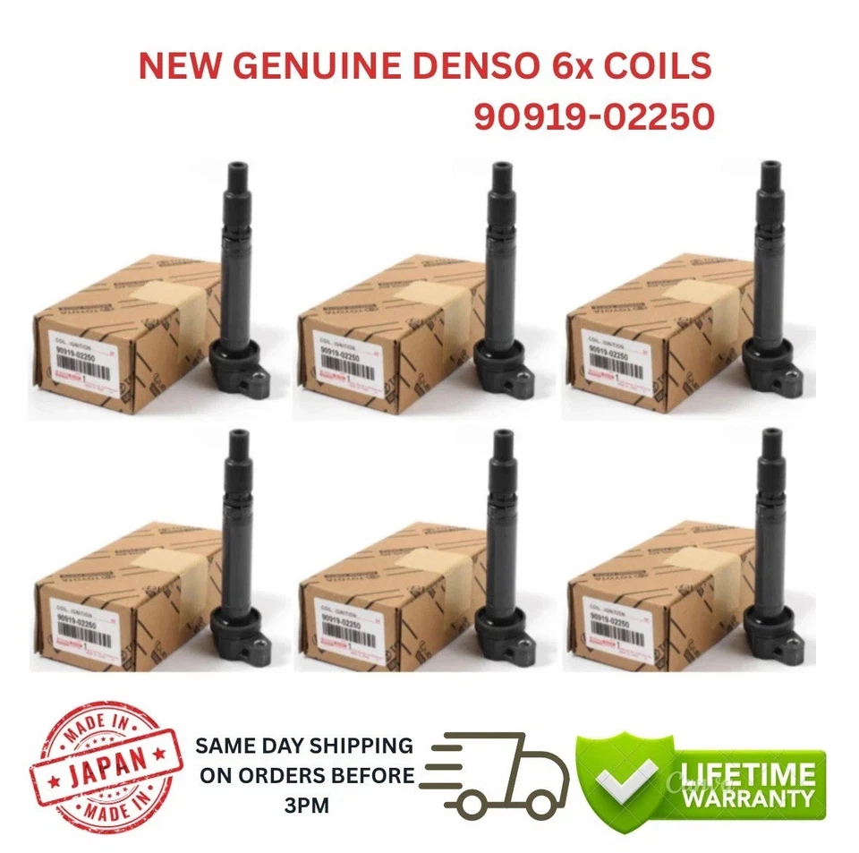 全新 x8 原始设备制造商 电装点火线圈 适用于 2005 - 2020 年 丰田雷克萨斯 I4 V6 V8,90919-02250 — 第 1/4 张图片