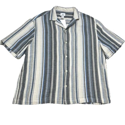 H&M Texture-Knit Resort Shirt Men’s XXL Button up Grandpacore Cotton Blend - Image 1 of 4