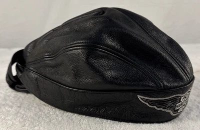 HARLEY DAVIDSON LARGE SKULL CAP BAR AND SHIELD NLACK LEATHER DURAG HEAD WRAP - image 1 of 4