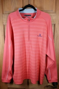 Pebble Beach Performance Mens XL Quarter Zip Pullover Shirt Coral Long Sleeve - Picture 1 of 8