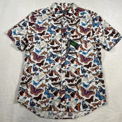 Paisley Gray Men's Large 17 Slim Fit Short Sleeve Shirt Butterfly Print NWT - Image 1 of 4