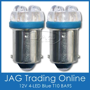 PAIR 12V 4-LED BLUE T10 BA9S AUTO/CAR GLOBES - Automotive/Car/RV/Parker Lights - Picture 1 of 3