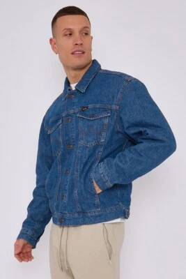 Ex Wrangler homme collier denim veste extensible camionneur authentique secondes - Photo 1/4