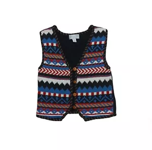 Petite Sophisticate Vest Womens Small Southwestern Pattern Wood Button - Bild 1 von 12