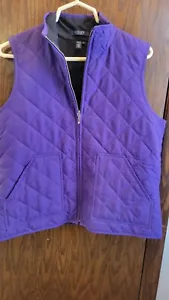 CHAPS ralph Lauren Large vest purple zip up Collared VEST Quilted 42x24 - Picture 1 of 7