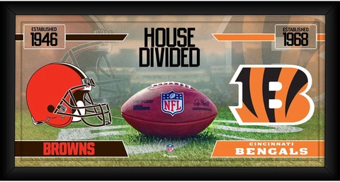 Cleveland Browns vs Cincinnati Bengals Frmd 10" x 20" House Divided Collage Cover