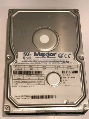 MAXTOR 51024U2 02A 07A 01A DA620XS0 10.2GB IDE HARD DRIVE            aa5fb5a - Image 1 of 2