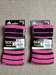 Men's Adidas Soccer Socks, New Pink Black Formotion Climacool Socks Sz Medium - Picture 1 of 4