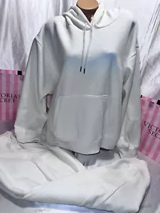 Victoria Secret Pink Boyfriend Hoodie & Jogger Pants XXL Cream - Picture 1 of 5