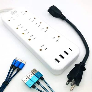 ⚡Heavy Duty 3000-Joule 10-Outlet 4-USB 🔥Fire Safe Surge Protector with outlet s - Picture 1 of 7